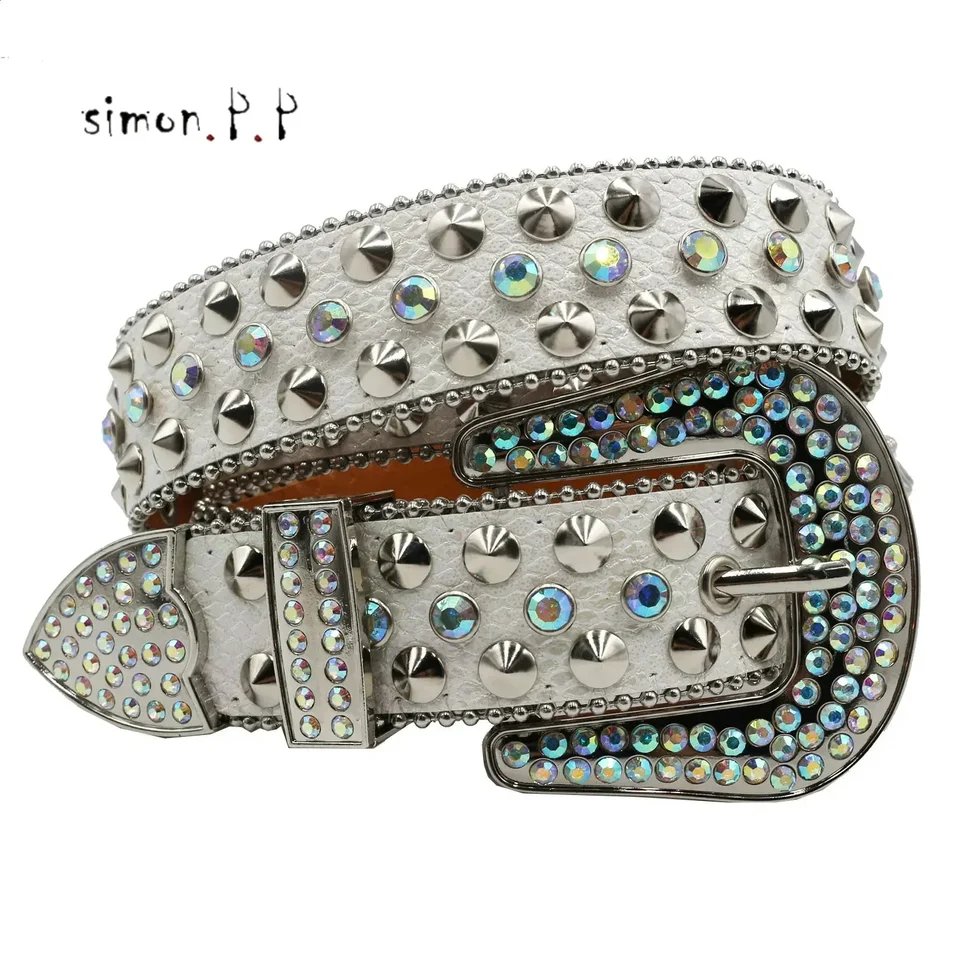BB s diamantovým kamienkom módne a Crystal Stud Buckle Cinto de Strass s dámskymi džínsovými dekoráciami 240909