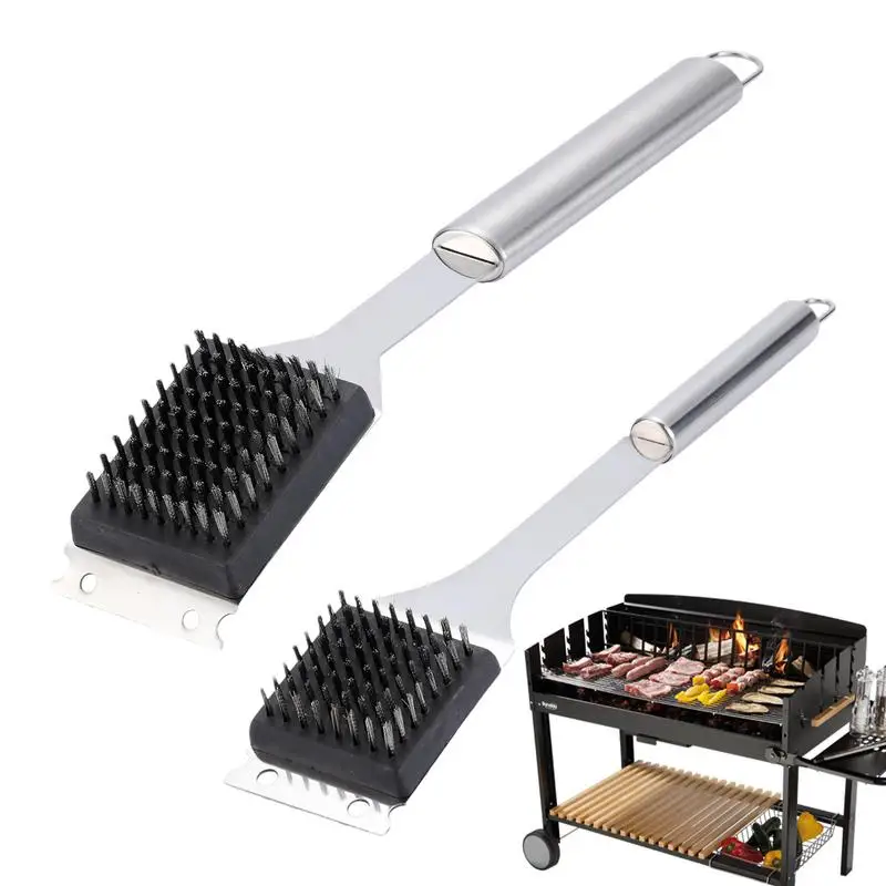 BBQ kefy pre grilovacie čistiteľ ergonomické čistiace prostriedky z nehrdzavejúcej ocele 2ks opakovane použiteľné prenosné čistiace prostriedky