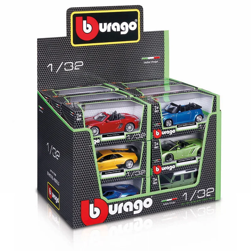 BBURAGO 1:32 MINI BMW Porsche Lamborghini Ford Nissan Alpha Luxusné vozidlá vozidlá zliatiny Model zliatiny autá Kirudovacie darček