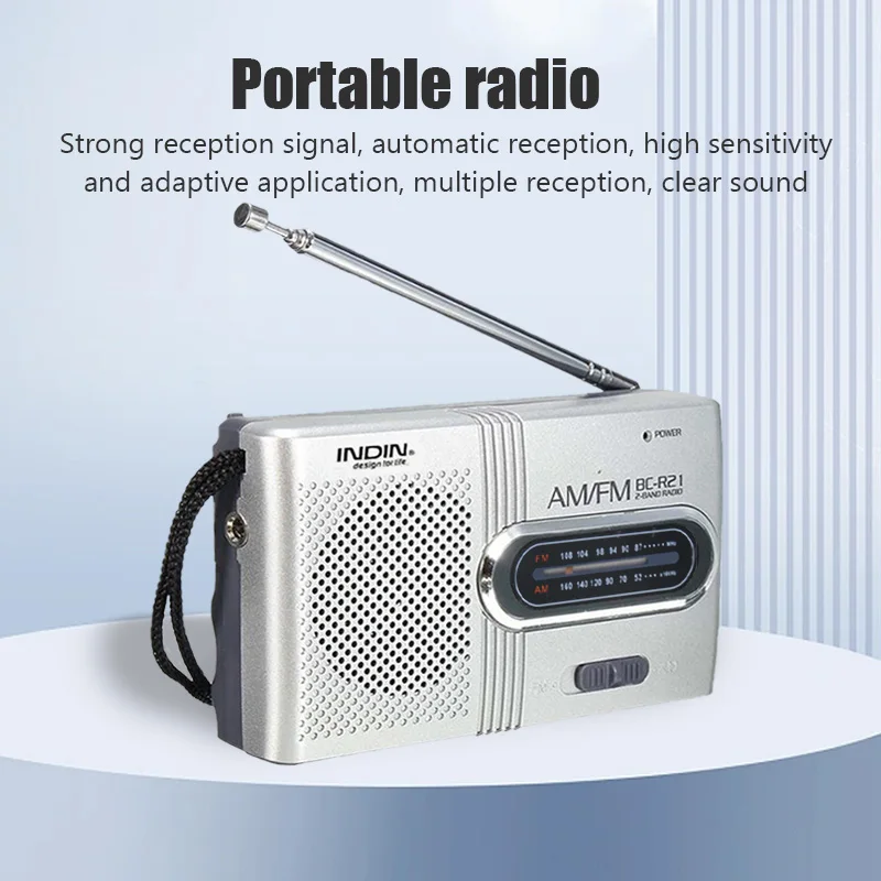 BC-R21 Prenosný AM FM Rádio prijímací hráč vstavaný reproduktor so štandardnými 3,5 mm slúchadla