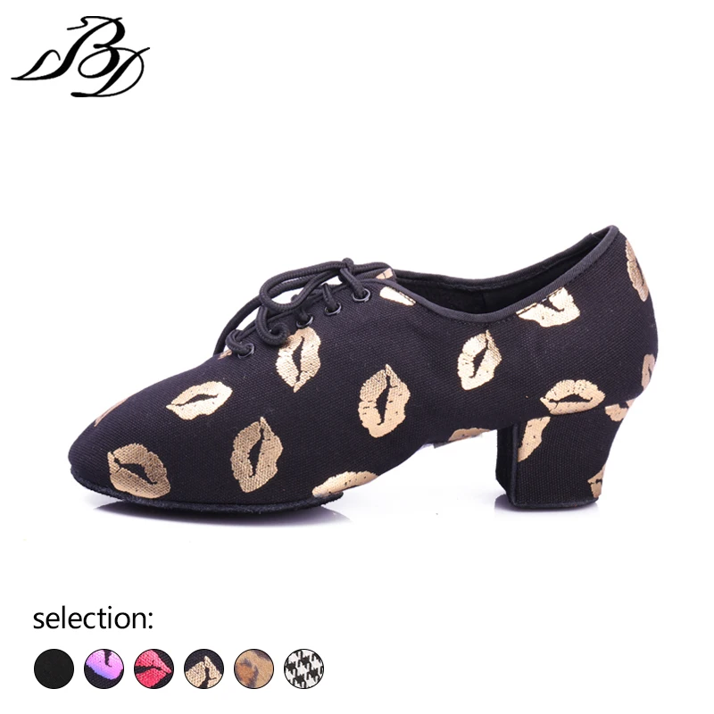 BD tanečné topánky T1-B ženské betty latinské tanečné topánky Two Point Soft Bottom Oxford Cloth Modern Dance Practice Thoes T1 a WJ1