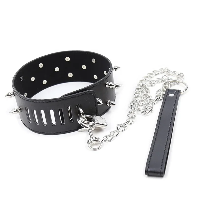 BDSM Bondage Sm Pu Kožený golier na krk nastaviteľná trakcia Dospelý pohlavný hračky pre ženy erotické doplnky