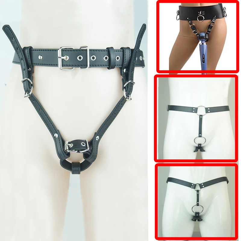 BDSM Nútený orgazmus, držiak čarovného prútika harnes, kožené vibračné nohavičky, vibrátor s remienkom, SM Bondage Sex Sex Hračky