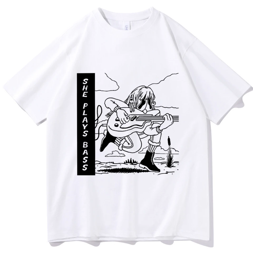 Beabadoobee tričko Ona hrá basovú košeľu Beabadoobee Merch Gift for Beabadoobee Fan Fan O-Neck Short Ruckve Tirls