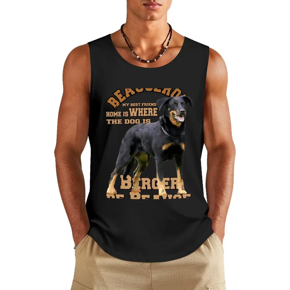 Beauceron Berger de Beauce Tank Top Tričká pre mužov bez rukávov tričko Pánske telocvičňové tričko