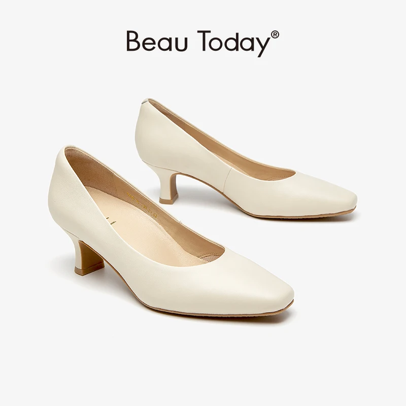 Beauoday Women Pumps Originálny ovčie koža plytké sklz-on špicaté elegantné oficiálne oficiálne dámske topánky ručne vyrábané 15645