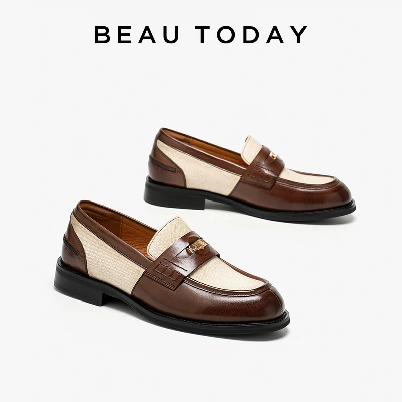 Beautoday Moccasin Loafers Ženy Originálny kožený sklz na okrúhly