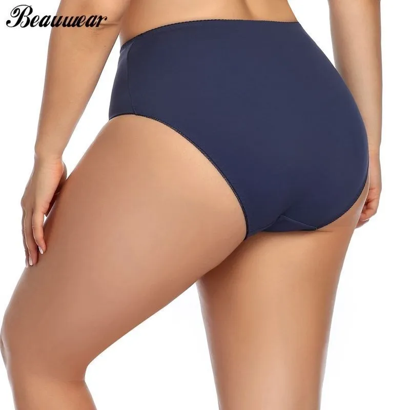 Beauwear Vysoký pás nohavičky pre ženy spodná bielizeň Dámy veľkej veľkosti Triedky TRACELSS PLUS PLUS VEĽKÉ SATIN SEXY PANICKY Žena