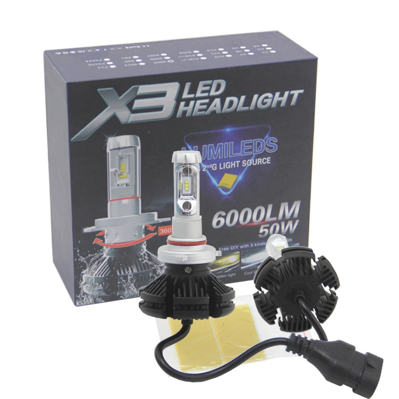 Bedehon Car LED svetlo X3 H1LED H4 H7 HeadlgiHT 50W 6000LM 6000K IP67 9003 9005 HB3 9006 HB4 HB2 H11 LED svetlá pre vozidlá pre vozidlá