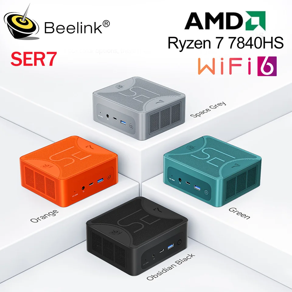 Beelink Ser7 Ryzen7 7840HS TDP až 65W Mini PC DDR5 32GB SSD 500GB NVME SSD SER6 6900HX EQR6 6600HX 7735HS Gaming Computer