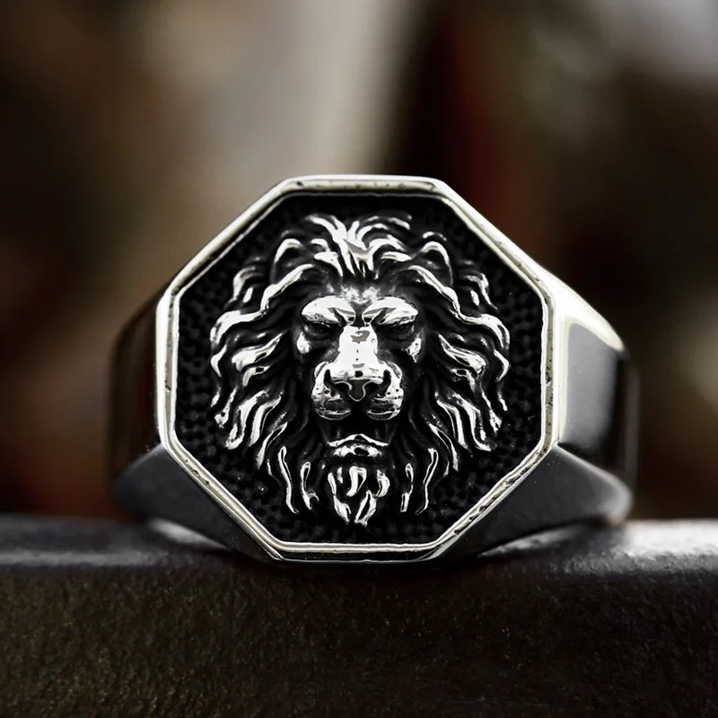 Beier 2023 Nová móda 316L z nehrdzavejúcej ocele Lev levový prsteň Vysoko leštený pánsky prsteň Leo Ring Cool Vintage Animal Jewelry