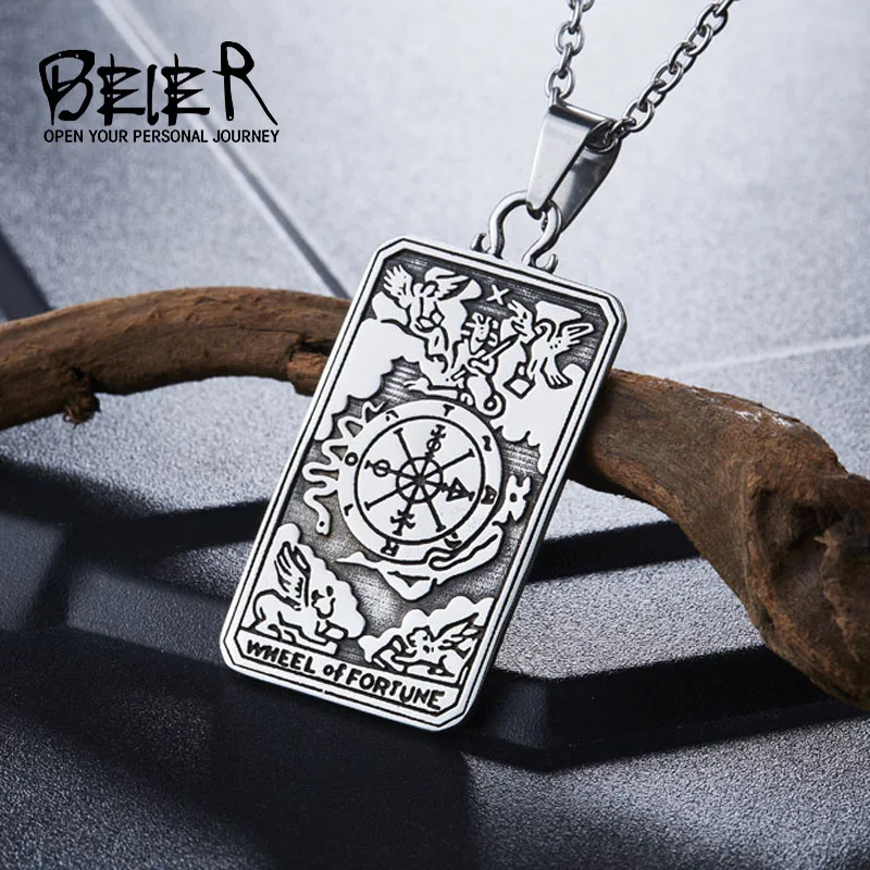 Beier 316L z nehrdzavejúcej ocele Viking Tarot prívesok Náhrdelník