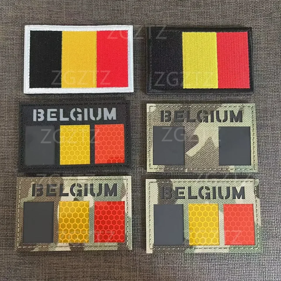 Belgická vlajka IR reflexná infračervená záplata vyšívaná náramok Strip strip