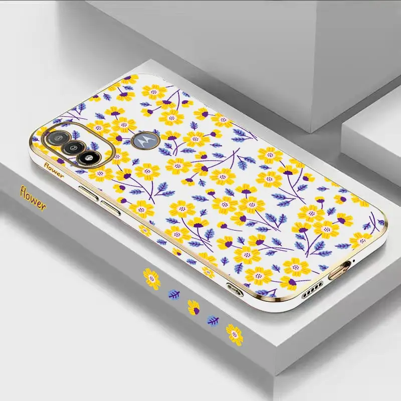Bellflower Plant Luxury Palting Telefón puzdro pre Motorola Moto E20 E22i E7Plus E13 E32 E7 E22 E7power G22 G30 G32 G13 G23 Kryt