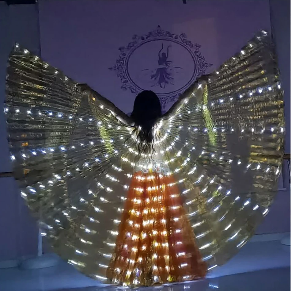 Belly Dance Accessories 145 cm LED krídla Gold Glowing Wings Cape pre Halloween a javiskový výkon horúci produkt na Tiktok