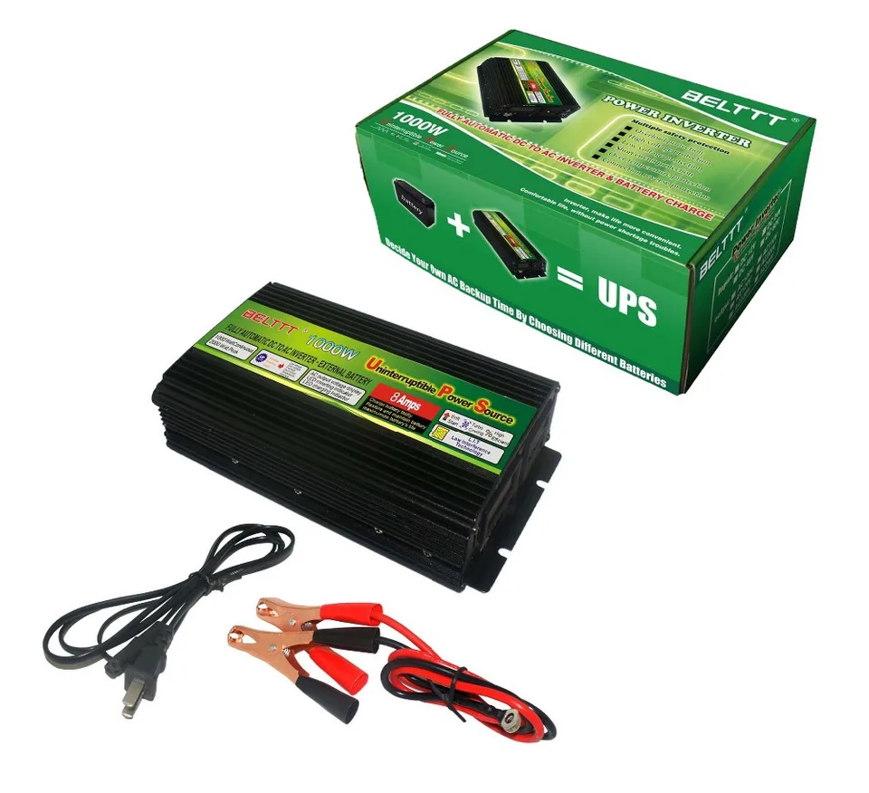 Belttt 1000W DC 12V až AC 220V Solar Inverter s nabíjačkou batérie UPS a nabíjačkou USB a LED displejom s jednou fázou
