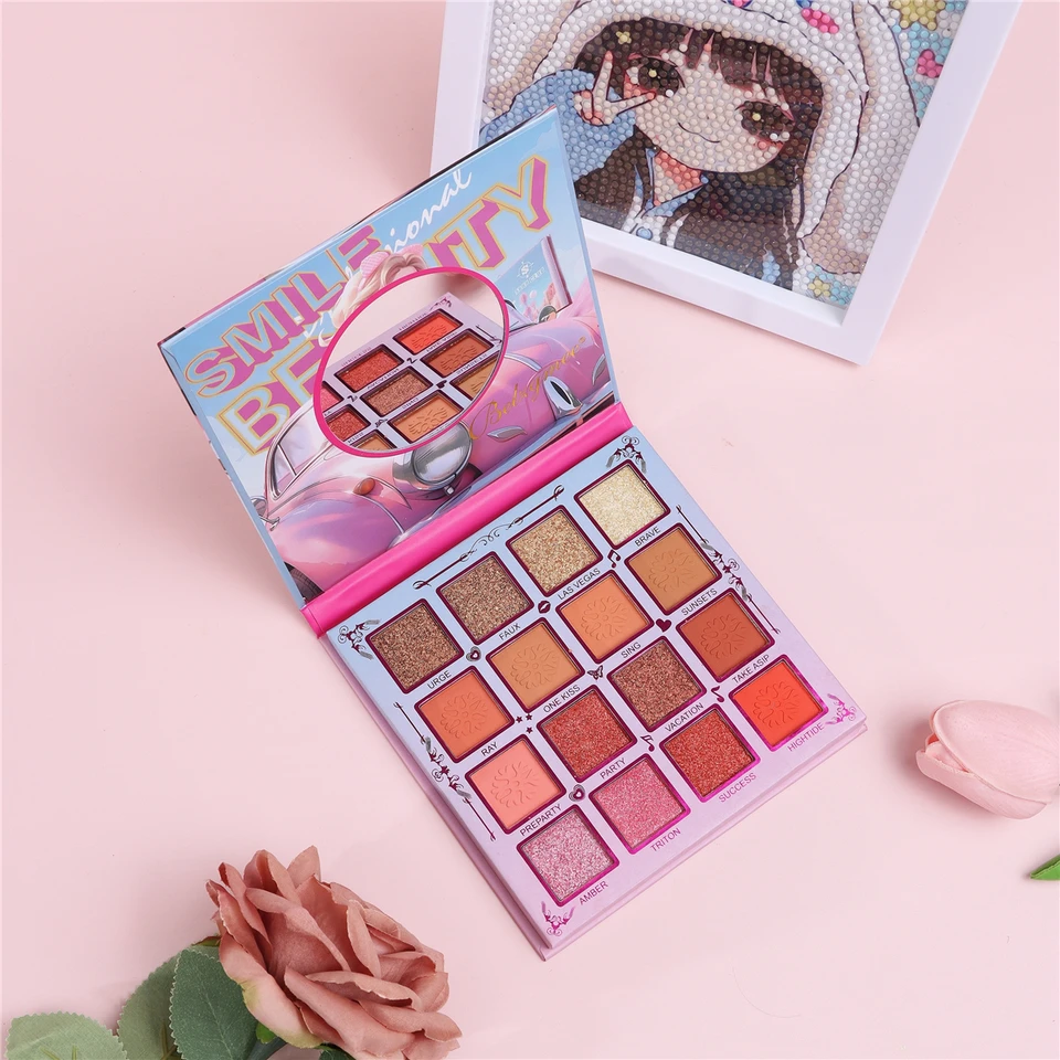 Belzgmee 16 Farby matné paletské knihy Matter Eyeshadow so zrkadlom Krása Dievča