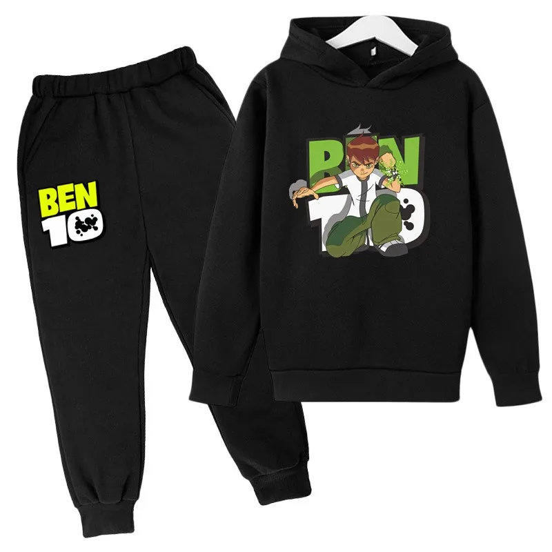 Ben Tennyson 10 Kids Spring Autumn 2ks Cartoon Tlač príležitostnej mikiny+nohavice Trackové súpravy 2-13 rokov chlapci dievčatá oblečenie detské súpravy