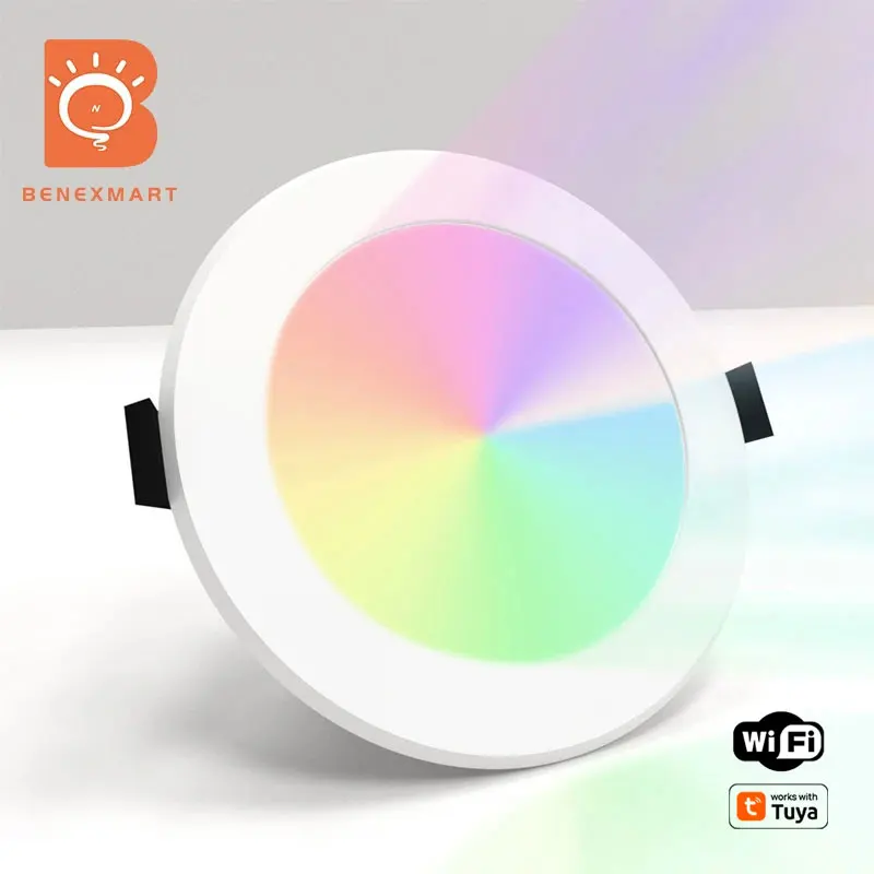 Benexmart wifi inteligentné LED Downlight Downlight RGBCW okrúhle stropné žiarovky Stlmiteľné Spotlight 7W 10W 14W Práca s Tuya Alexa Google Home