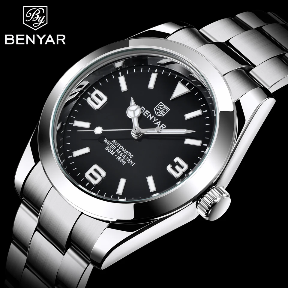 Benyar 2024 Nové pánske automatické mechanické hodinky Business Sports Luxury Pánske hodinky 50 m nepremokavé hodiny relogios maskulino
