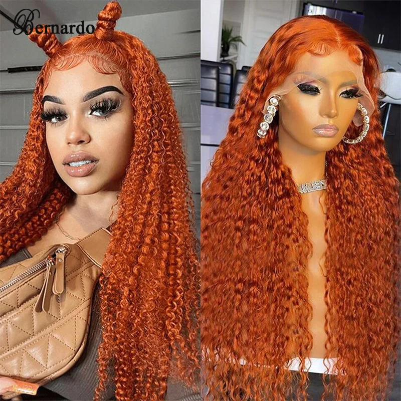 Bernardo Deep Curly Orange Color stredná časť Syntetická čipka predná parochňa Cosplay vysokokvalitné bezprsté parochňu odolné voči ženám