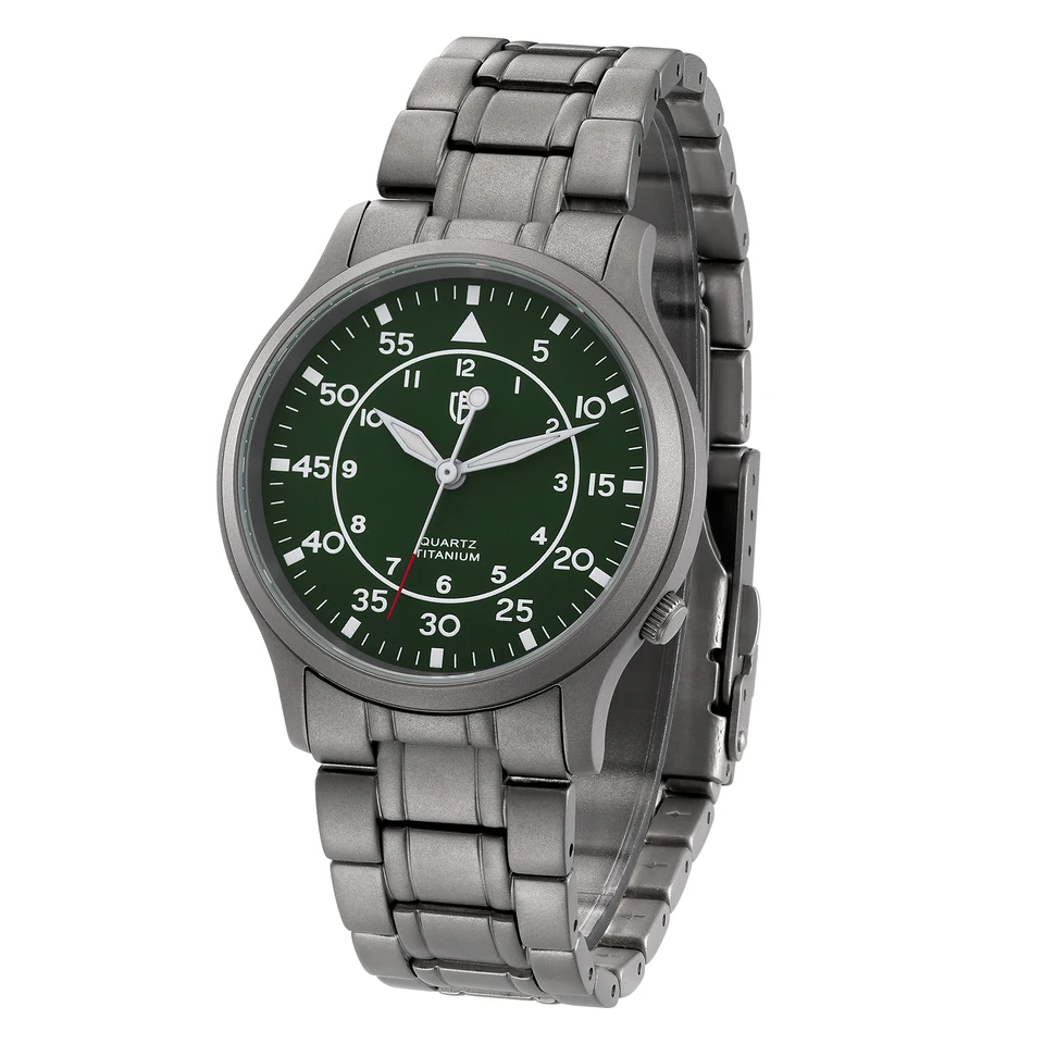 Berny Titanium Watch for Men Ultra-tenký Quartz Zápraky Berny VH31 MOHE