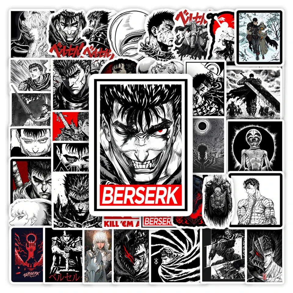 Berserk nálepky komiks Anime Dark Fantasy Diy Darčekové hračky Dekoratívne nálepky pre zošite