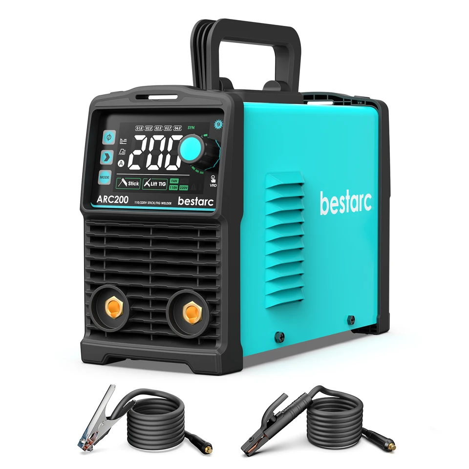 Bestarc 200a Stick Welder Arc Tig 220V Digitálny displej Synergický prenosný zvárač MMA s Hot Start, Arc Force a VRD