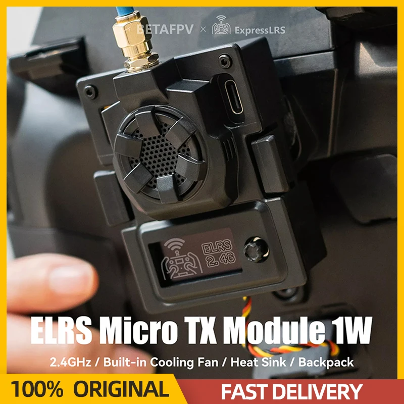 BETAFPV ELRS MICRO TX MODUL 2.4G 1W Batoh Vstavaný chladiaci ventilátor Tešničky Čierna verzia ELRS 2.4G RX OPENTX Pán JR