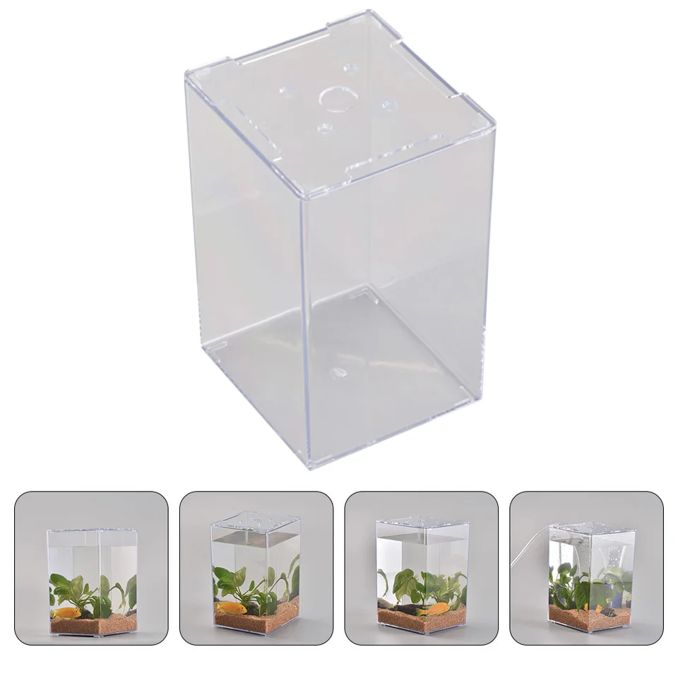 Betta Fish Tank Decor Desktop Malé priehľadné nádoby Akrylový valcový miniatúrny akvárium