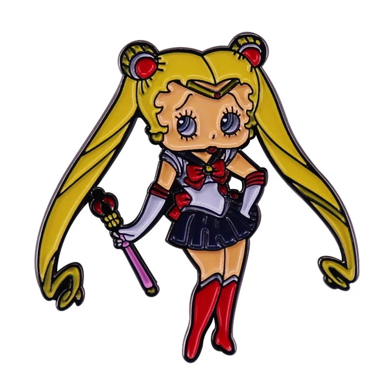 Betty Doll Sailor Moon kombinovaný s anime klopami pinov batoh džíns