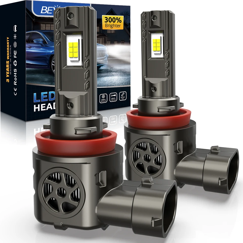 Bevinsee H11 HB3 9005 LED hmlová lampa Canbus 9006 HB4 H1 H8 H9 LED žiarovky LED žiarovky 15000 lm 100 W 6000K Super Bright Plug & Play 12V