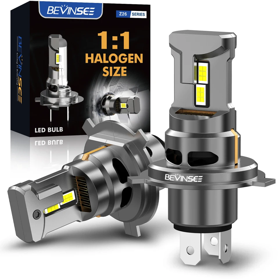 Bevinsee H4 LED žiarovky svetlometov HI/LO HIGH & LOW LEAM Vysoký výkon 70W 12000lm Super jasné automatické diódové svetlá bezdrôtového tubofanu 12V