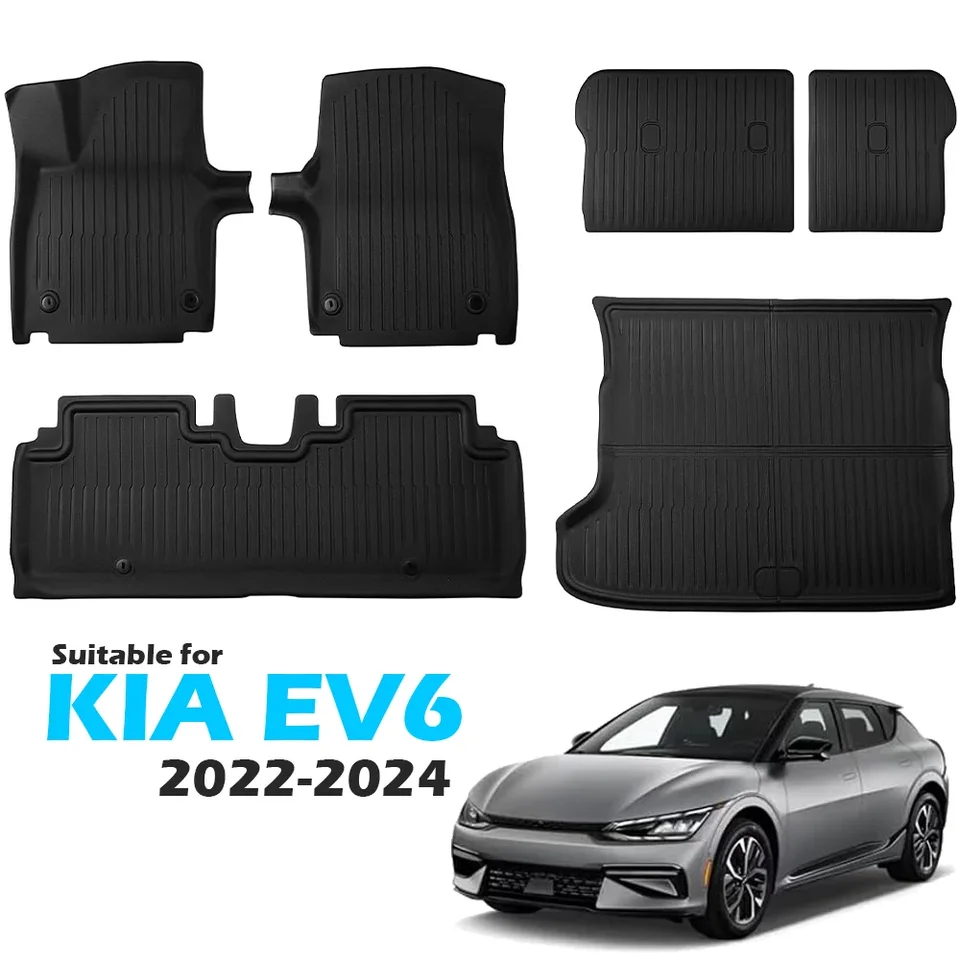 Bevo XPE Floor Mats Custom pre Kia EV6 2022 - 2024 2025 VŠETKO Počasie Vodotesný nepremokavý kmeň kmeňa nákladnej podšívky zadná podložka zadná podložka