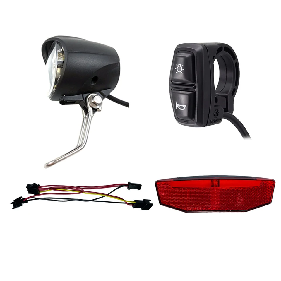 Bez námahy Cyklistické osvetlenie roztok 12 ~ 72 V Elektrické bicykle predné zadné svetlo Set Ebike Svetlomet Tail LED brzdové žiarovky