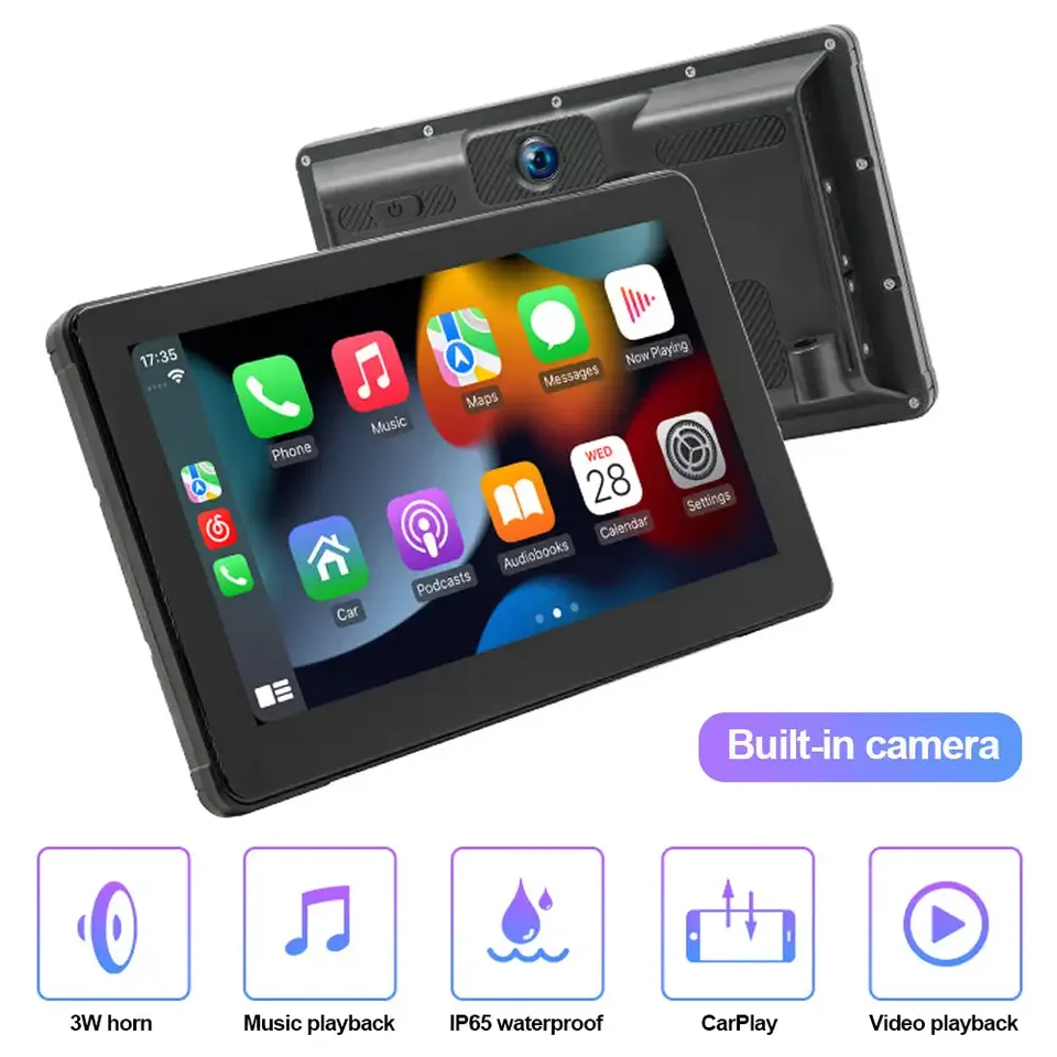 Bezdrôtová CarPlay 7 -palcová dotyková obrazovka IPX7 Vodotesná stereo GPS navigačná CarPlay a Android s motocyklom snímaním svetla