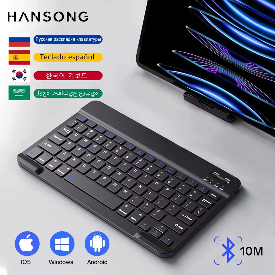 Bezdrôtová klávesnica pre tablet pre iOS Android Windows pre iPad Huawei Samsung Xiaomi Teclado Bluetooth kompatibilná klávesnica a myš