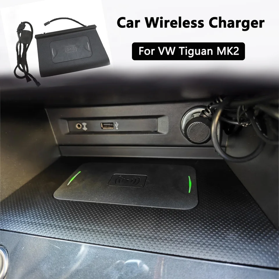 Bezdrôtová nabíjačka automobilu pre VW Tiguan Mk2 Tharu Allspace 2017-2021 15 W rýchle nabíjacie podložky Držiteľ telefónu Príslušenstvo Centrum Center Console