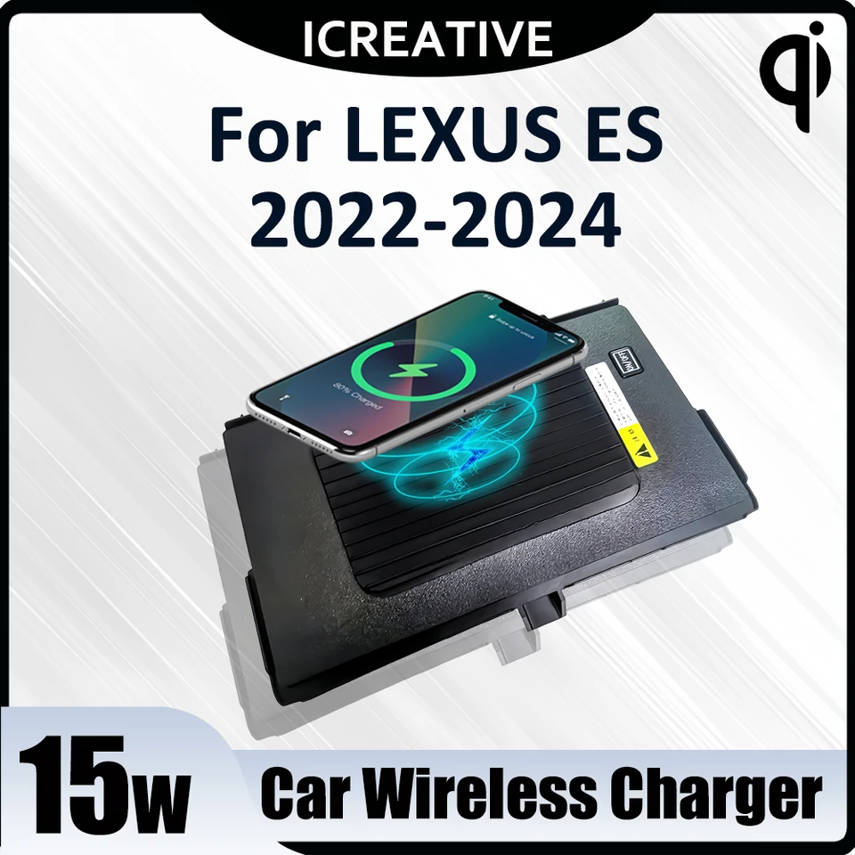 Bezdrôtová nabíjačka automobilu Qi 15W Rýchle nabíjacie podložky pre Lexus es200 ES260 ES300H 2022-2024