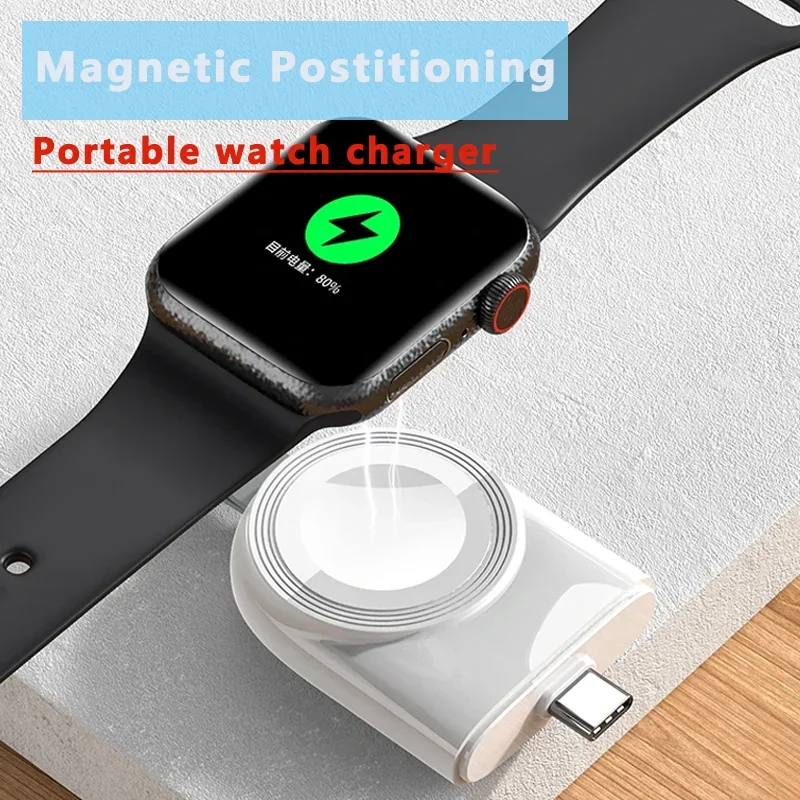 Bezdrôtová nabíjačka pre Apple Watch 7. 5. 5. 4/3/2/1 Prenosný 2 v 1 Magnetic USB-C Rýchle nabíjacie stanica pre AirPods Pro Charger