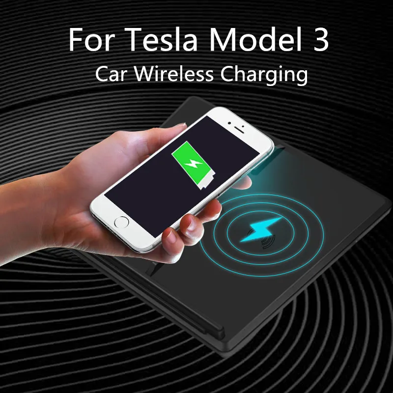 Bezdrôtová nabíjačka pre Tesla Model 3 10W Rýchle nabíjacie auto nabíjacie podložky bezdrôtového nabíjacieho podložky