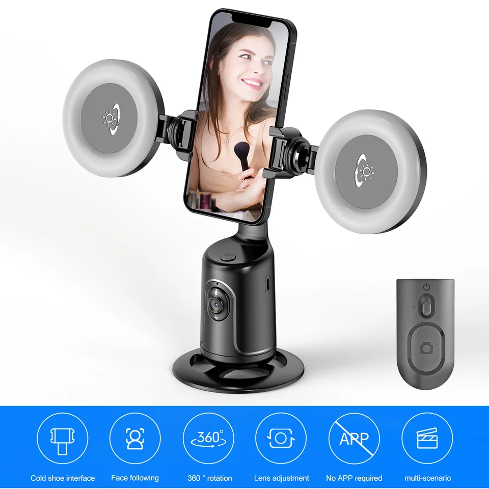 Bezdrôtová selfie palica statív s diaľkovým sledovaním tváre vreckový gimbal stabilizátor 1/4 skrutkového odnímateľného svetla pre telefón s fotoaparátom