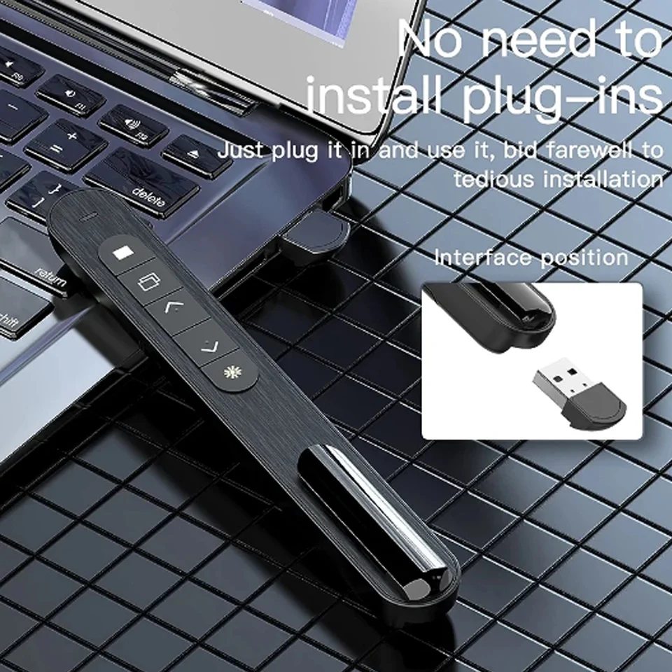Bezdrôtová stránka Presenker Stránka Stránka Otáčanie ukazovateľa pera Prezentácia PowerPoint Clicker USB PowerPoint Ukazovateľ myš