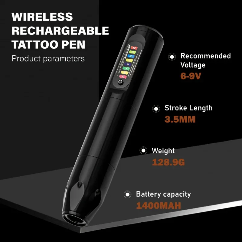 Bezdrôtová súprava Rotary Tattoo Gun s digitálnou obrazovkou, 1500 mAh batéria, prenosné tetovacie pero, kazetové ihly, atrament, USB nabíjanie
