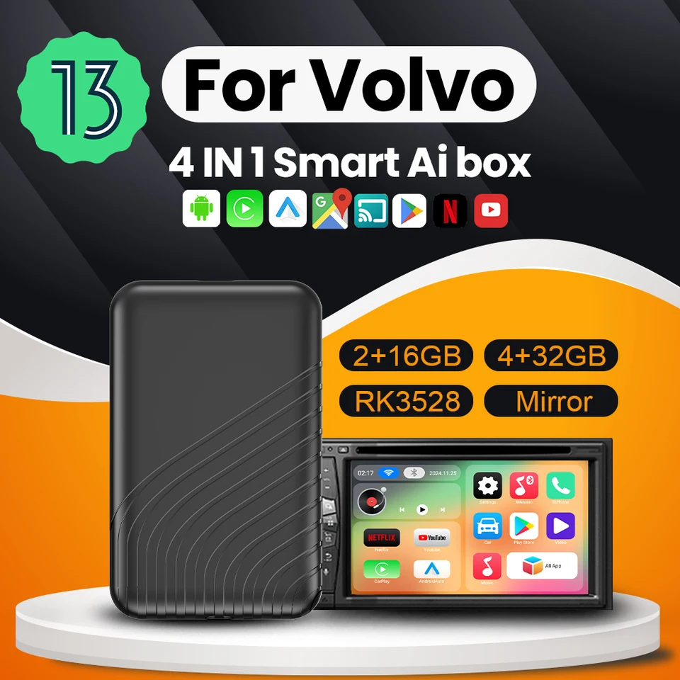 Bezdrôtové Android Auto CarPlay Mirrorlink AI TV box Android 13 pre Netflix YouTube pre Volvo XC90 S90 V90 XC60 S60 V60 XC40