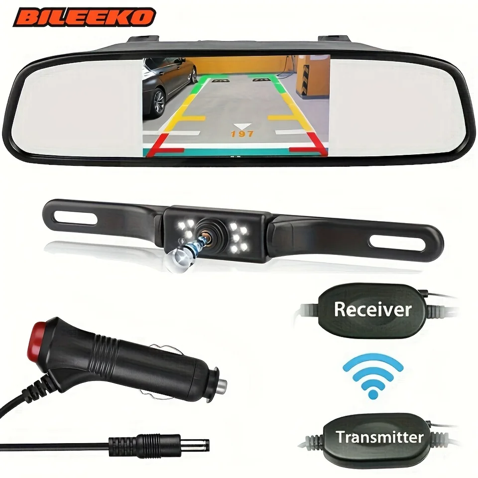 Bezdrôtové auto záložné fotoaparáty Zadný výhľad Systém 2 v 1 Monitor zrkadla automobilu 4.3 