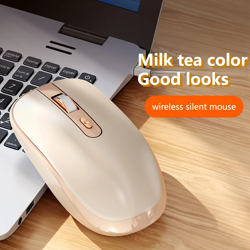 Bezdrôtové Bluetooth 2,4g Dual-Mode Mouse Milk Tea Color Office Tichá myš Vysoko vyzerajúca a roztomilá periférna myš