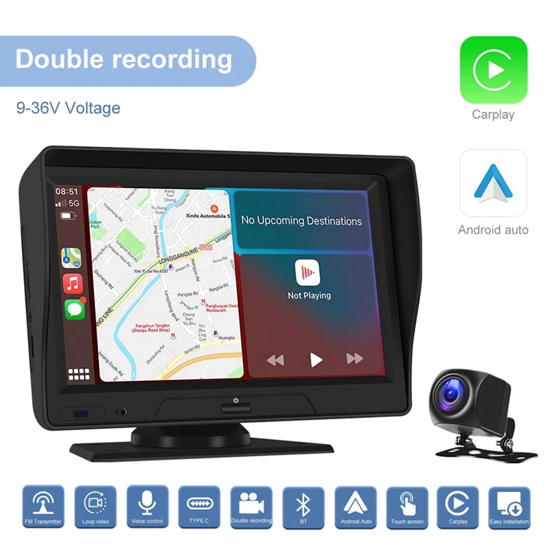 Bezdrôtové CarPlay Android Auto 7 -palcové obrazovkové rádio predné záložné fotoaparáty Bluetooth WiFi FM Bluetooth zrkadlo Link TF karta