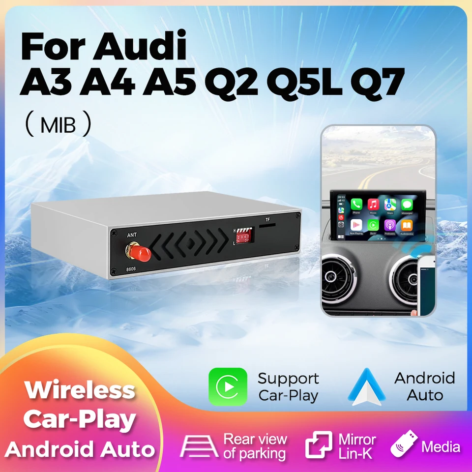 Bezdrôtové CarPlay Android Auto rozhranie Dekodér pre Audi A3 A4 A5 A6 A7 Q2 Q5L Q7 MIB Support Mirror Link Multimedia Player