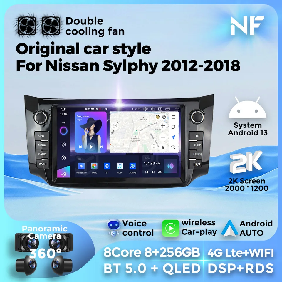 Bezdrôtové CarPlay Auto Car Radio Originálny štýl auta pre Nissan Sylphy 2012-2018 9inch Wifi Android Auto Multimedia Video Player